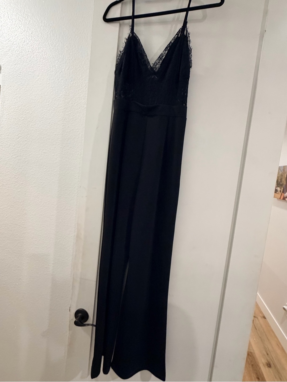 Black Lace Trim Satin Romper